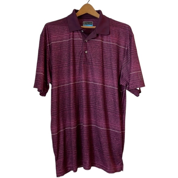 PGA Tour Men Polo Shirt SZ XL Short Sleeve Purple Moisture Wicking Cool - Picture 1 of 10